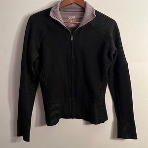 Mountain Hardwear Wool Black and Green Zippered Jacket Womens Size M